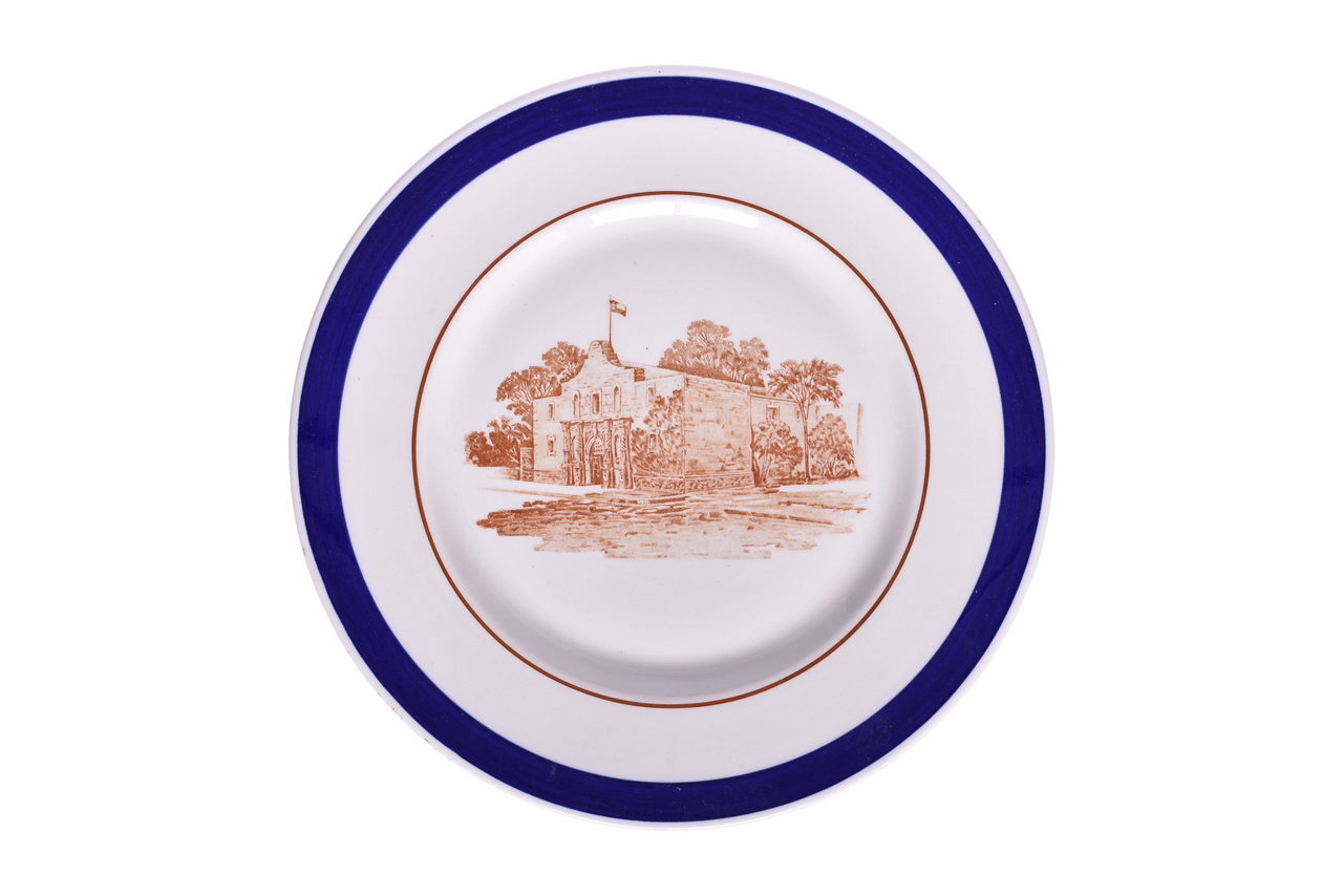 4417 - Missouri, Kansas, & Texas Railroad China Alamo Blue Service Plate 10 3/4