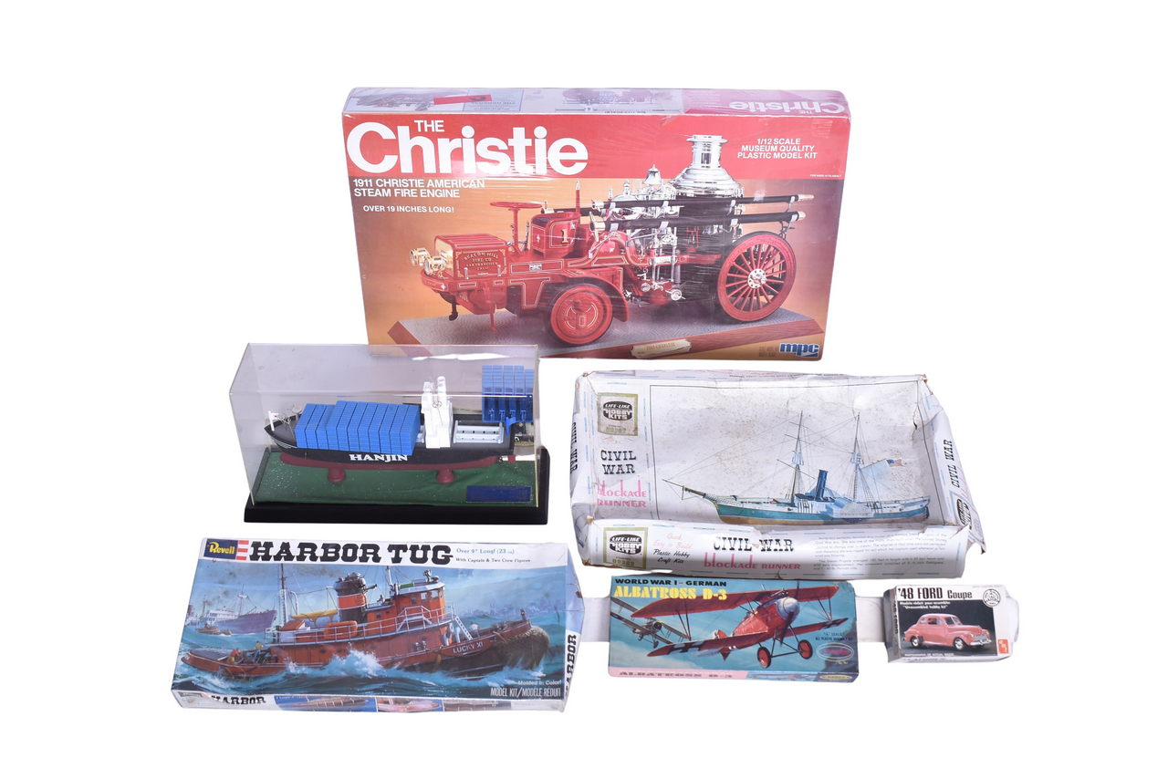 4282 - Group of Plastic Models - Harbor Tug, Hanjin Container Ship, '48 Ford, Albatross D-3 etc. thumbnail