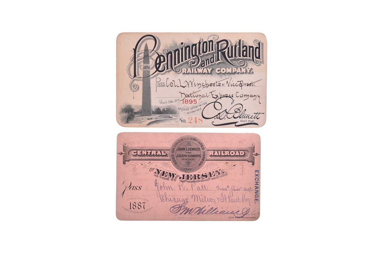 4299 - Pair of Northeast Railroad Annual Passes - 1895 Bennington & Rutland and 1887 Central of New Jersey thumbnail