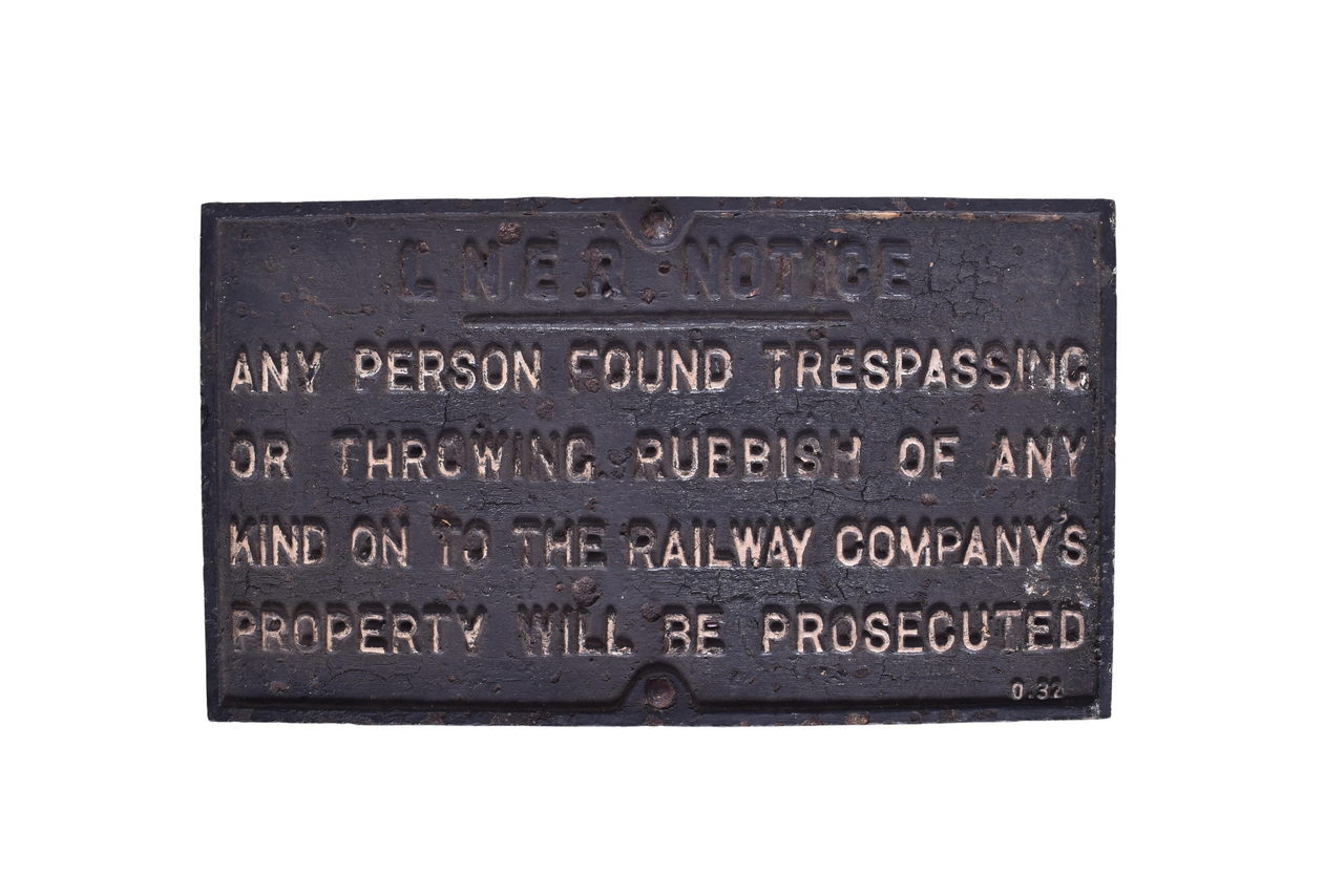 4433 - London North Eastern Railway Cast Iron Trespassing Notice Sign thumbnail