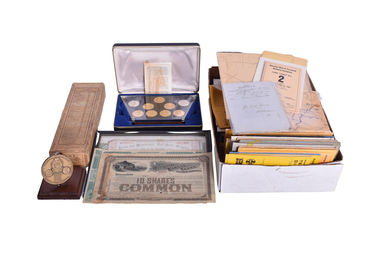4315 - Assortment of Houston Belt & Terminal and Texas Railroad Employee Items - Timetables, Harriman Awards, Directories, and More thumbnail
