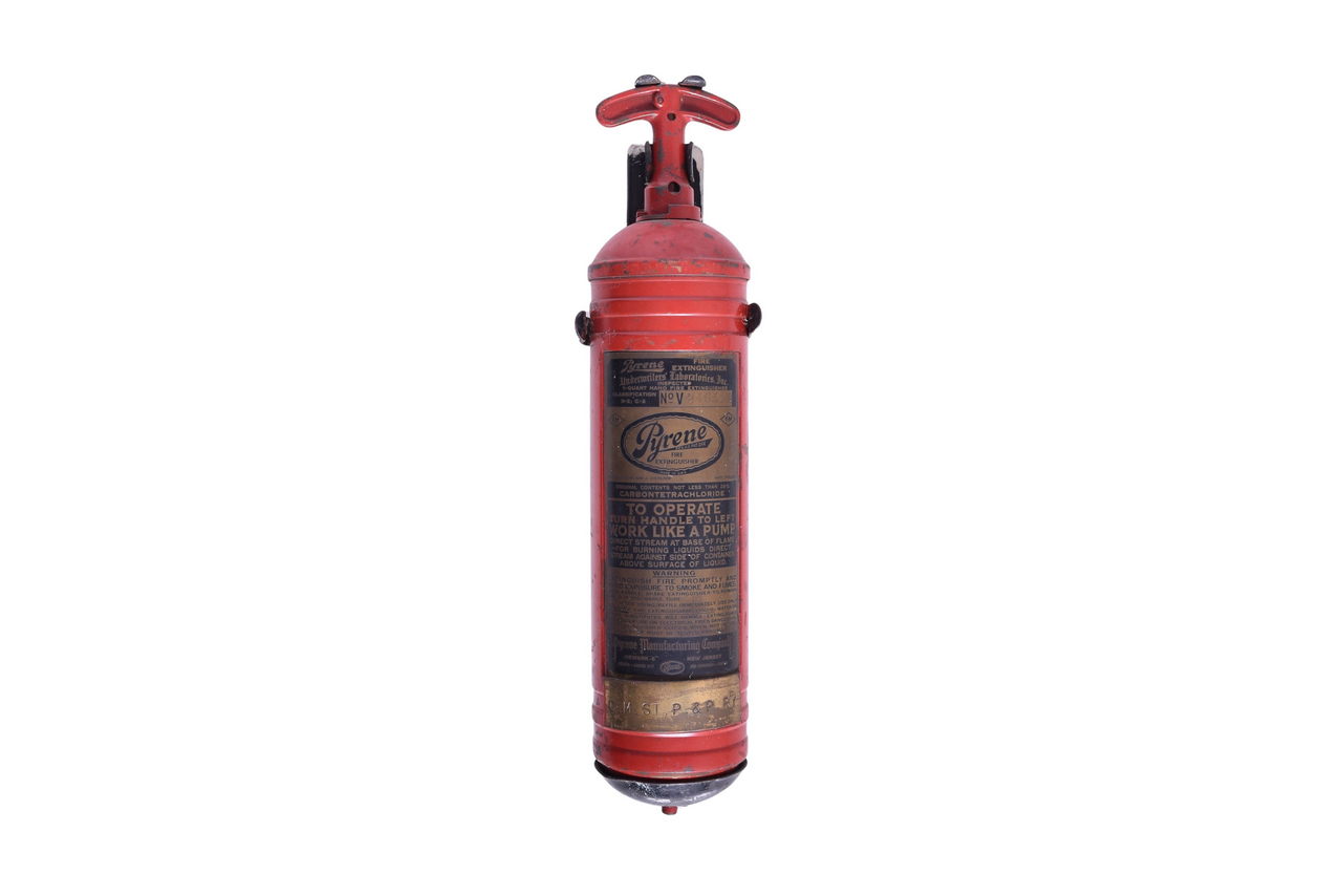 4447 - Chicago, Milwaukee, St. Paul & Pacific Railroad Brass Pyrene Extinguisher In Wall Mount thumbnail
