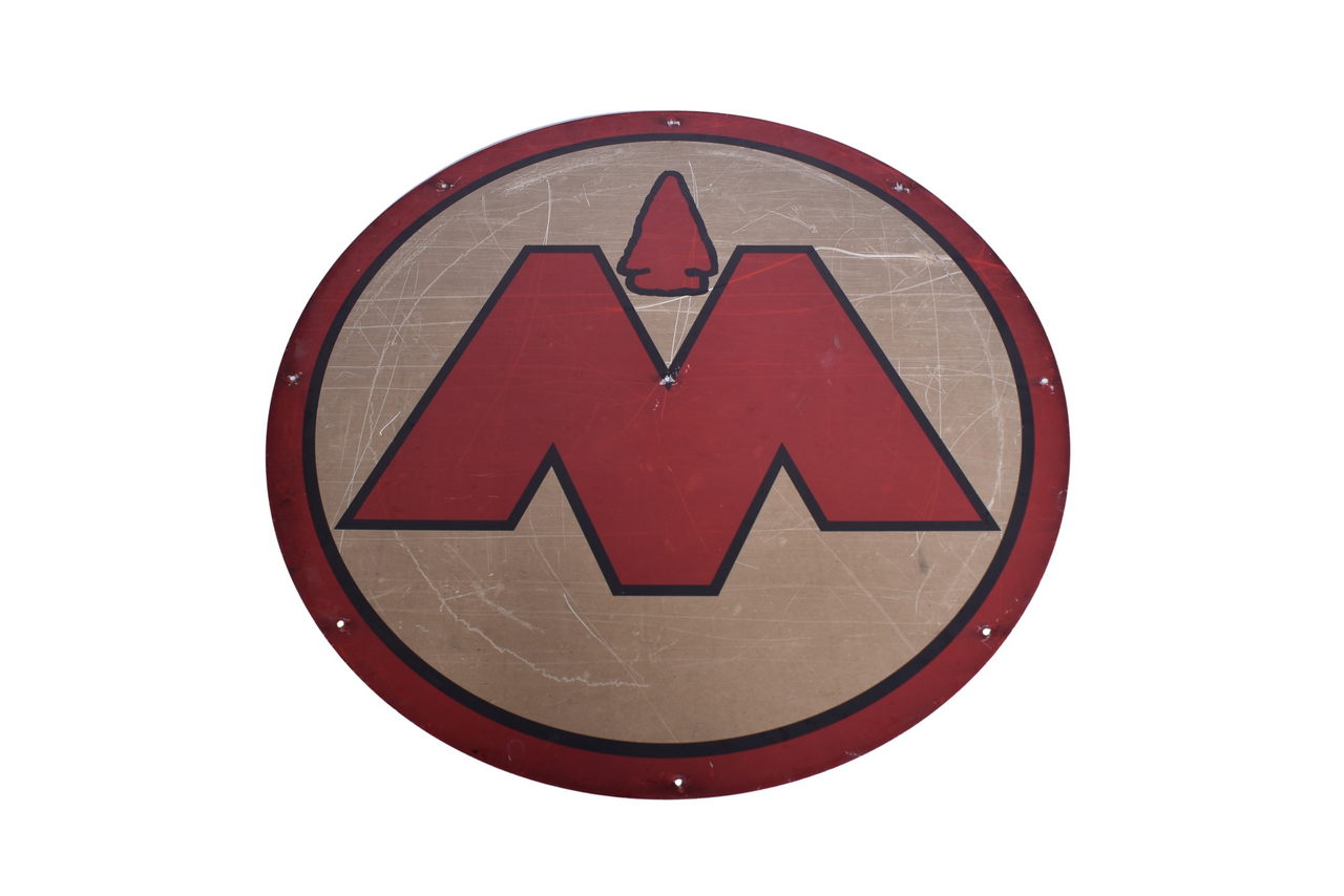 4450 - Round Aluminum Red and White Monon Sign thumbnail