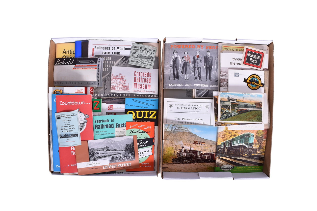 4326 - 100+ Pages Railroad Promotional Paper Group - Quiz / Fact Booklets, Postcards, Tickets, Etc. thumbnail