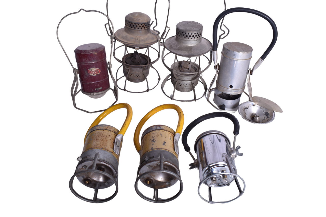 4332 - Railroad Lantern Parts Lot - Dressel, Adlake Kero, and Battery Operated thumbnail