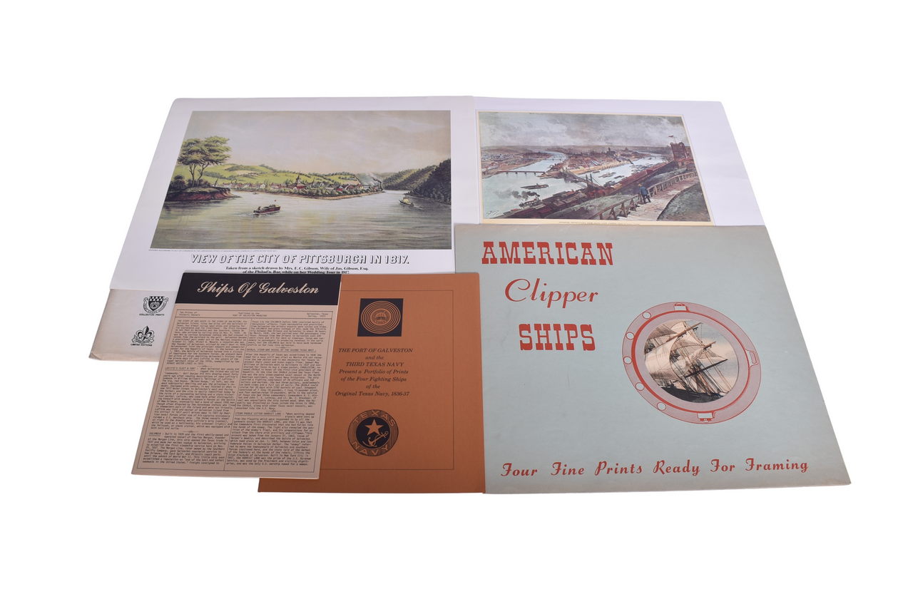 4347 - Seventeen Nautical Art Prints - American Clipper Ships, Navy Fighting Ships, Port of Galveston, and More thumbnail