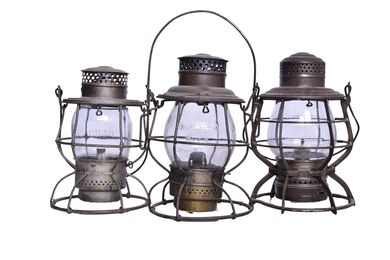 4482 - Trio of Adams & Westlake CB&Q / Burlington Route Lanterns thumbnail