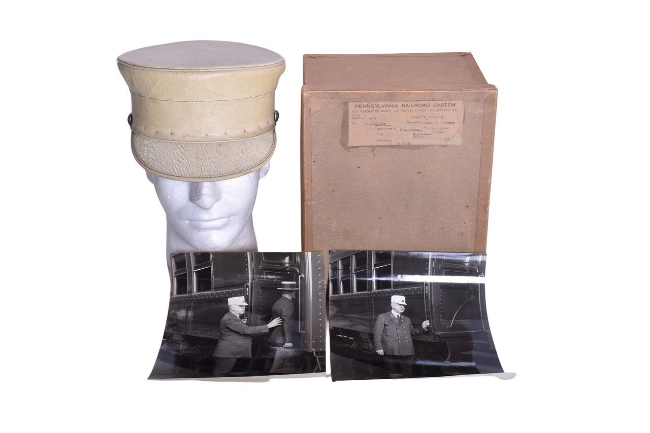 4365 - Pennsylvania Railroad Penna Brakeman Cap and Photos Original Box thumbnail