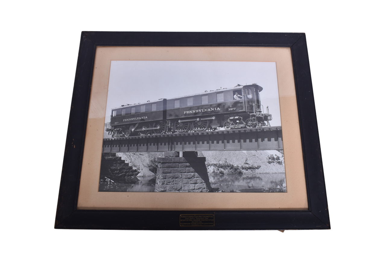 4377 - Framed 1955 Pennsylvania Railroad Electric Locomotive #3977 By Westinghouse Electric & Manufacturing thumbnail
