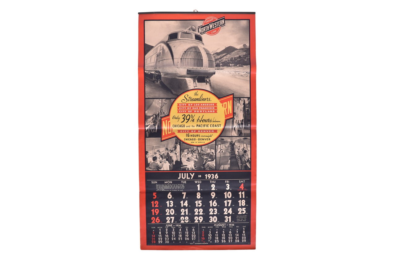 4495 - Six Month Chicago and North Western Railroad 1936 Travel Poster / Wall Calendar - July to December thumbnail