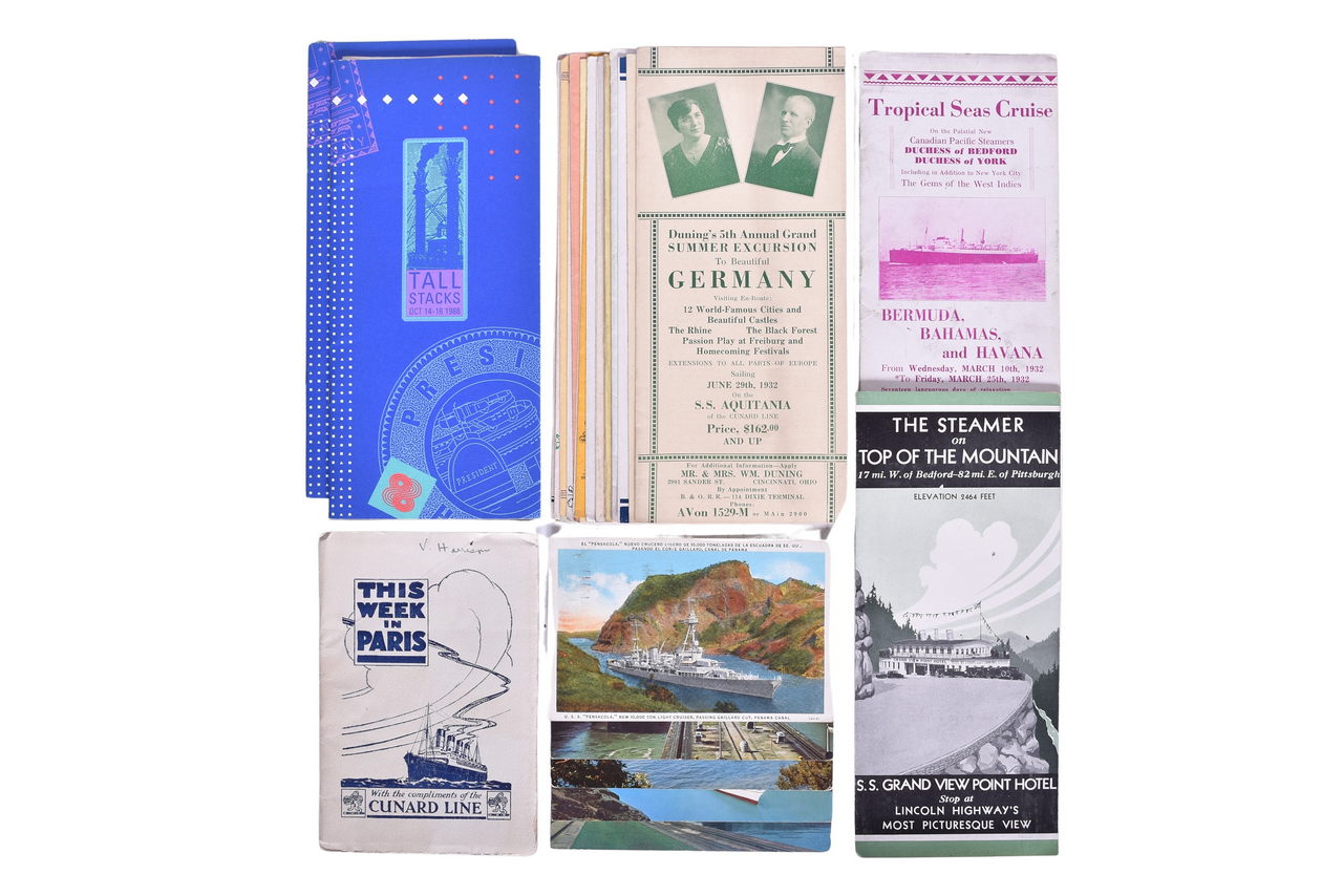 4385A - Thirty-Five Steamship Travel Guides, Brochures, and Postcards - Cunard Line, Eastern Steamship Lines, and More thumbnail