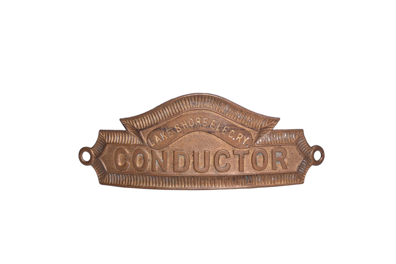4386 - Lake Shore Electric Railway Interurban Railroad Conductor Cap Badge thumbnail