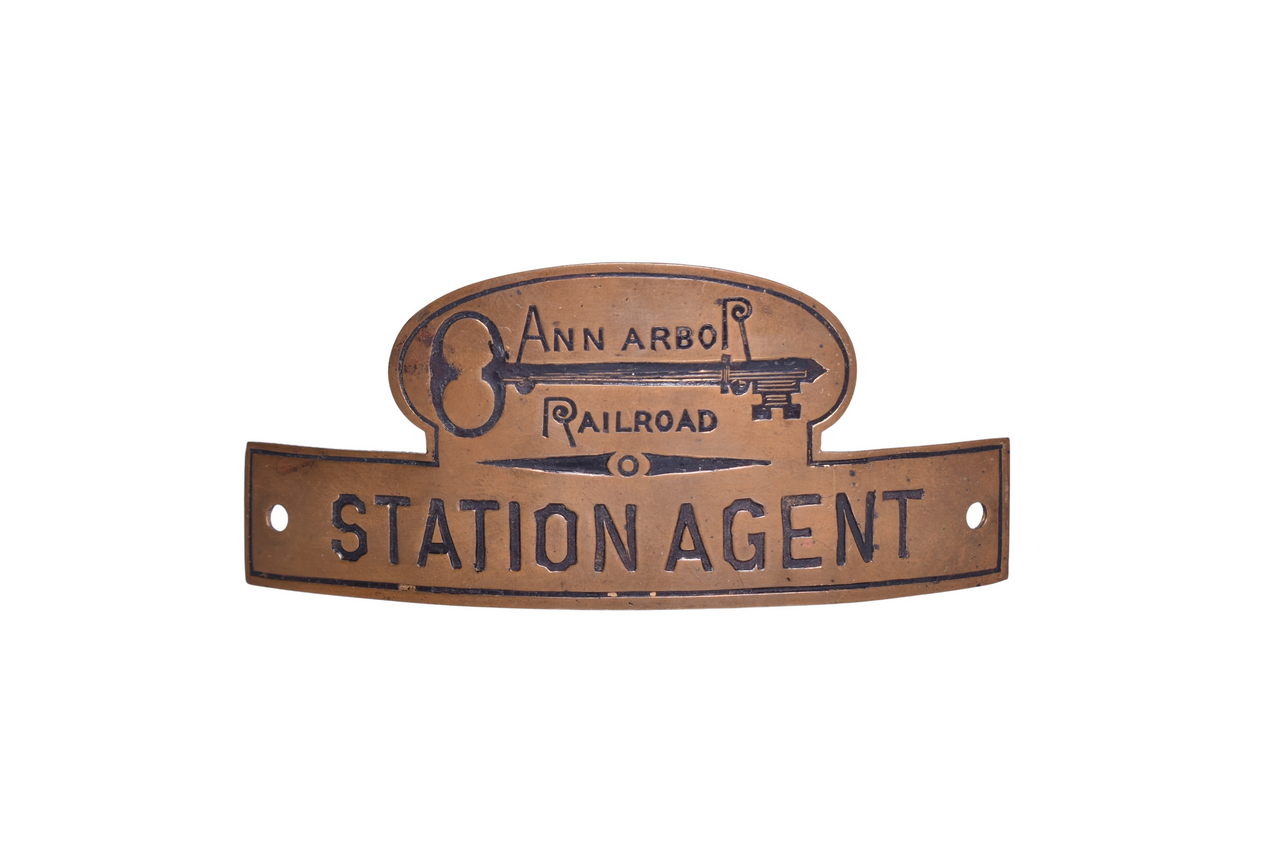 4388 - Ann Arbor Railroad Station Agent Cap Badge thumbnail