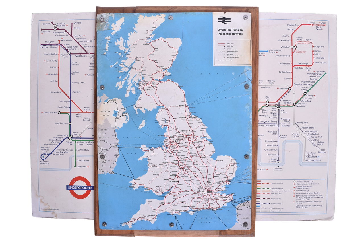 4552 - British Rail Principal Station Network Map Sign & London Underground Map thumbnail