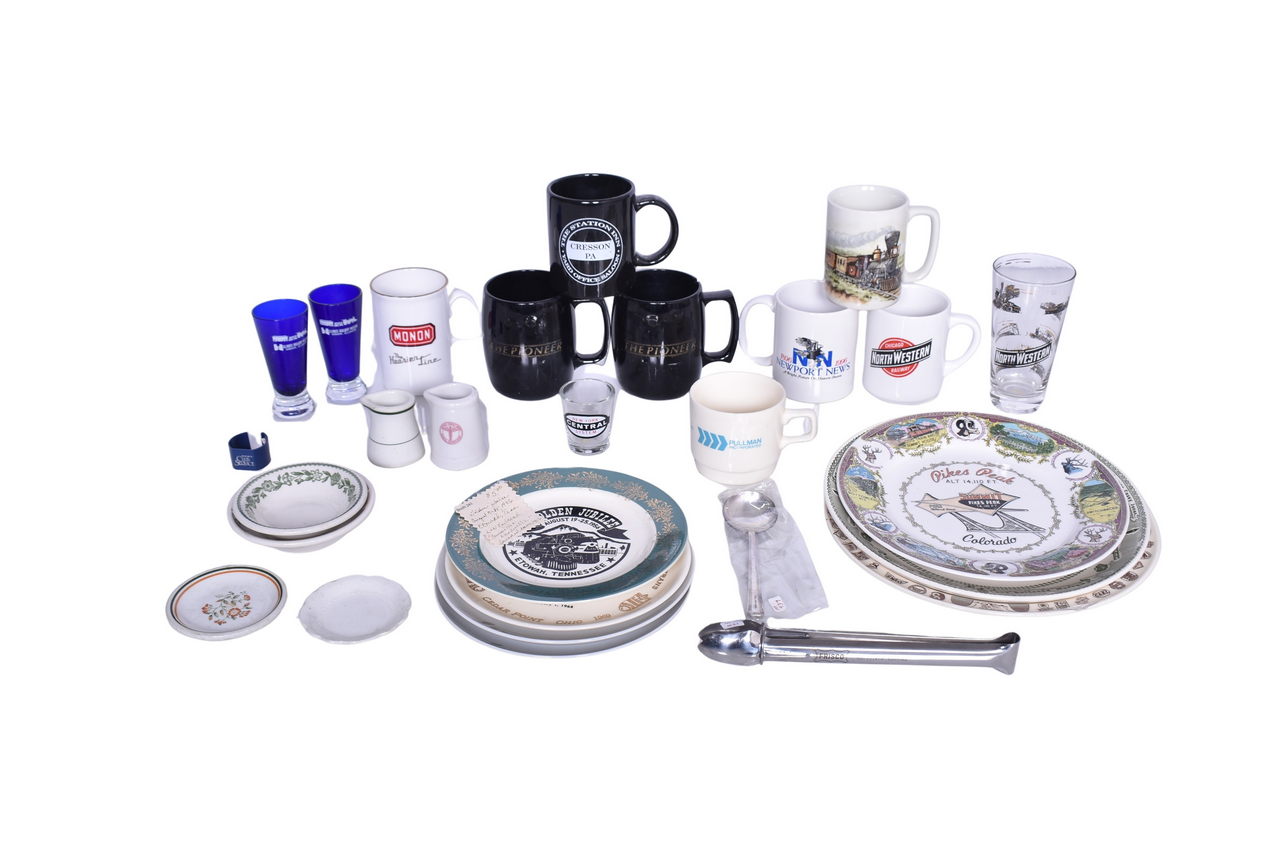 4561 - Twenty-Eight Pieces of Railroad China, Glassware, and Silver - Frisco, Pennsylvania, New York Central, and More thumbnail