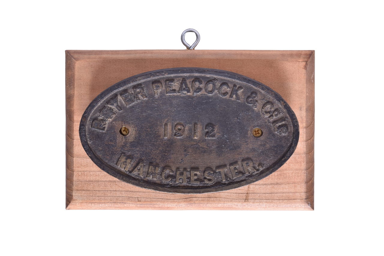 4563 - Brass Beyer, Peacock & Company Manchester 1912 Oval Builders Plate thumbnail