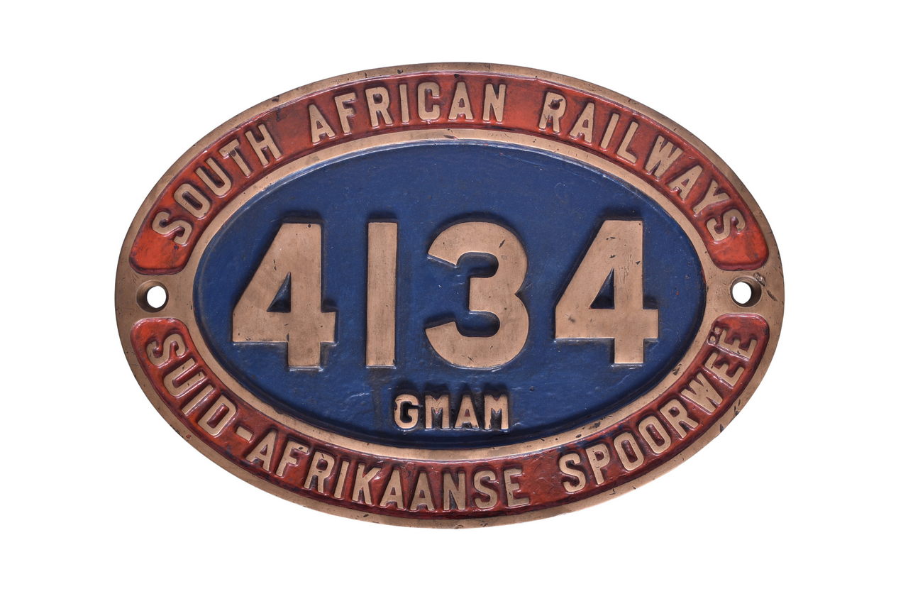 4575 - South African Railways Brass Locomotive Number Plate #4134 GMAM Class 4-8-2+2-8-4 Locomotive thumbnail