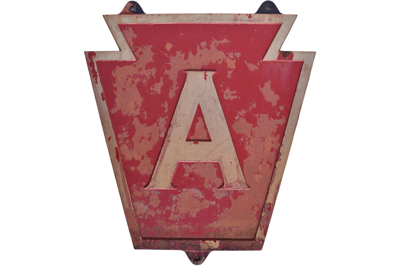 4591 - Cast Iron Pennsylvania Railroad Reproduction A Tower Sign thumbnail