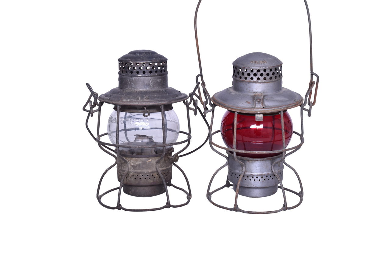 4592 - Pair of Adams & Westlake Southern Railway Lanterns w/ Etched Red Short Globe thumbnail