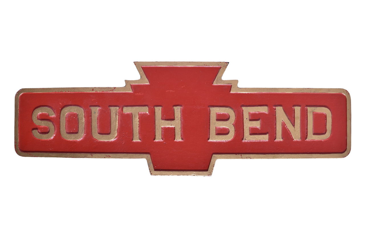 4593 - Cast Iron Pennsylvania Railroad Reproduction South Bend Approach Sign thumbnail