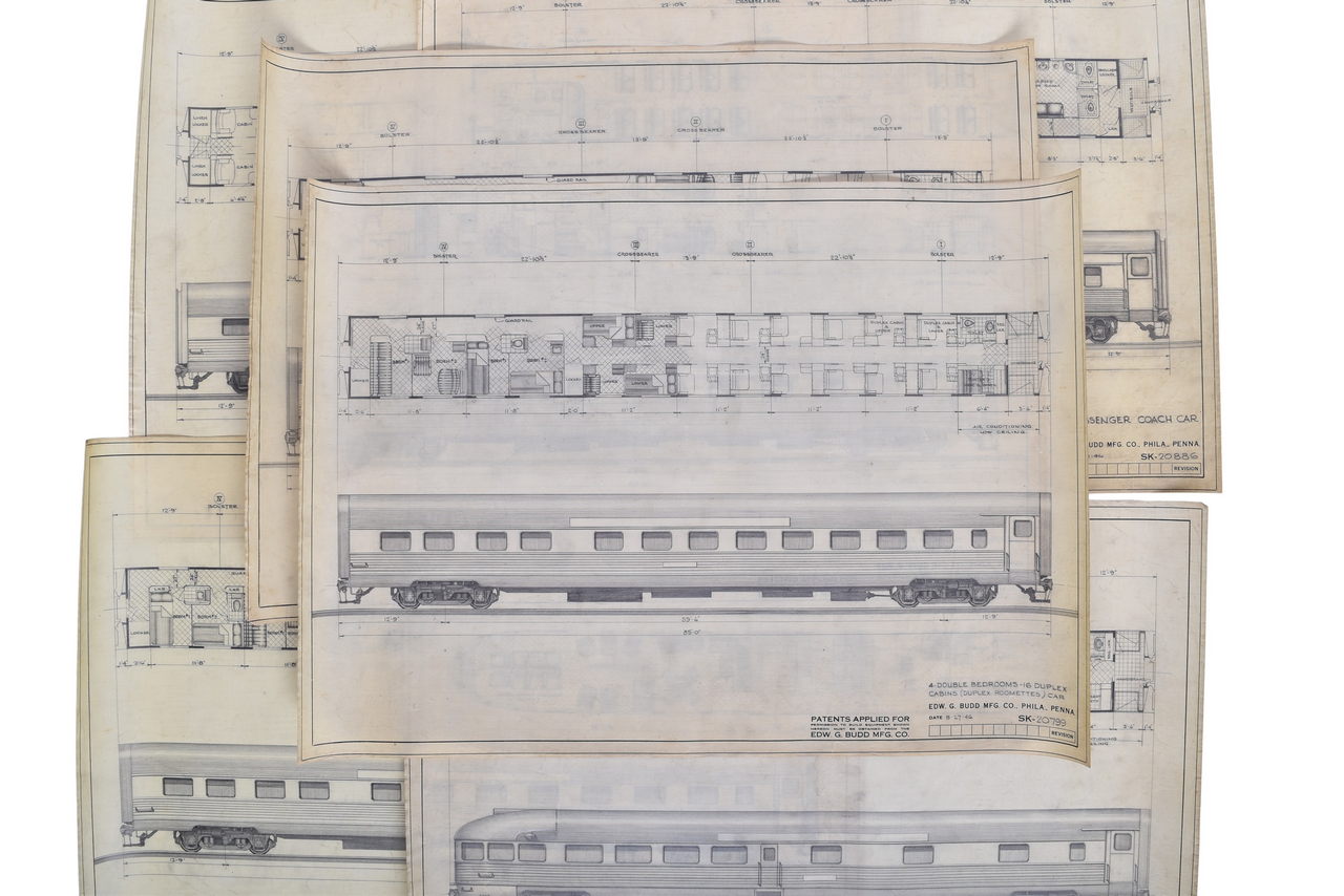 4599 - Six Original Budd Company Passenger Car Drawings w/ Shading - Dated 1946 thumbnail