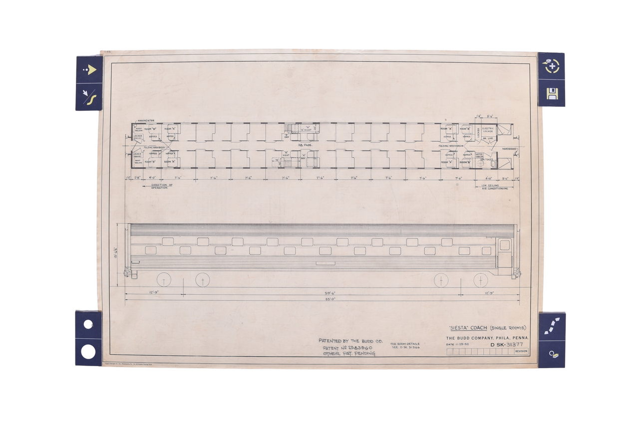 4603 - Original 1952 Budd Company Drawing for Siesta Coach Single Room thumbnail