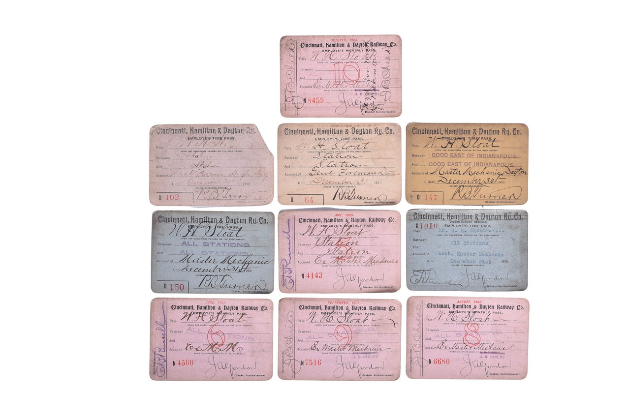 4627 - Ten Cincinnati, Hamilton & Dayton Railroad Annual Pass and Employe's Time Pass thumbnail