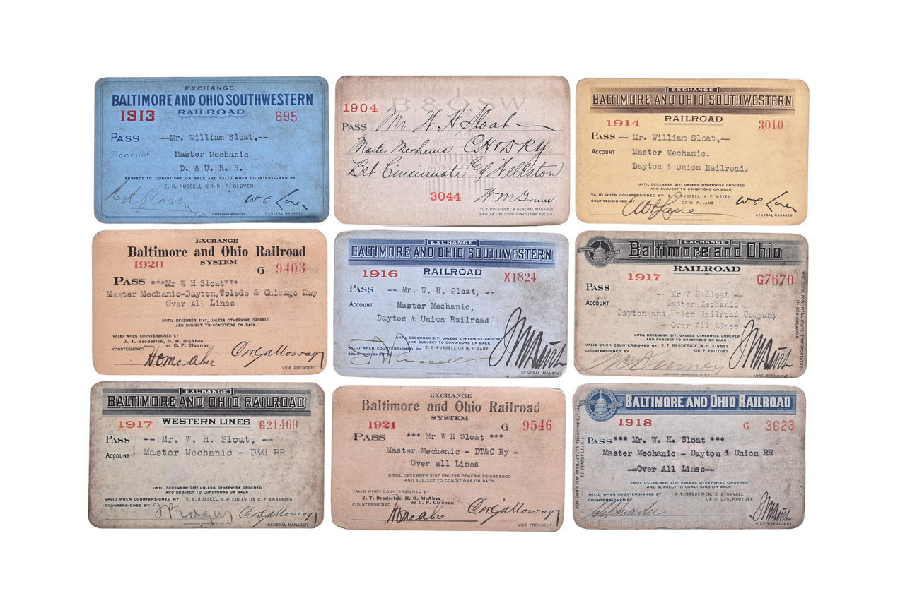 4629 - Nine Baltimore and Ohio Southwestern / B&O Annual Passes - 1904 to 1921 thumbnail