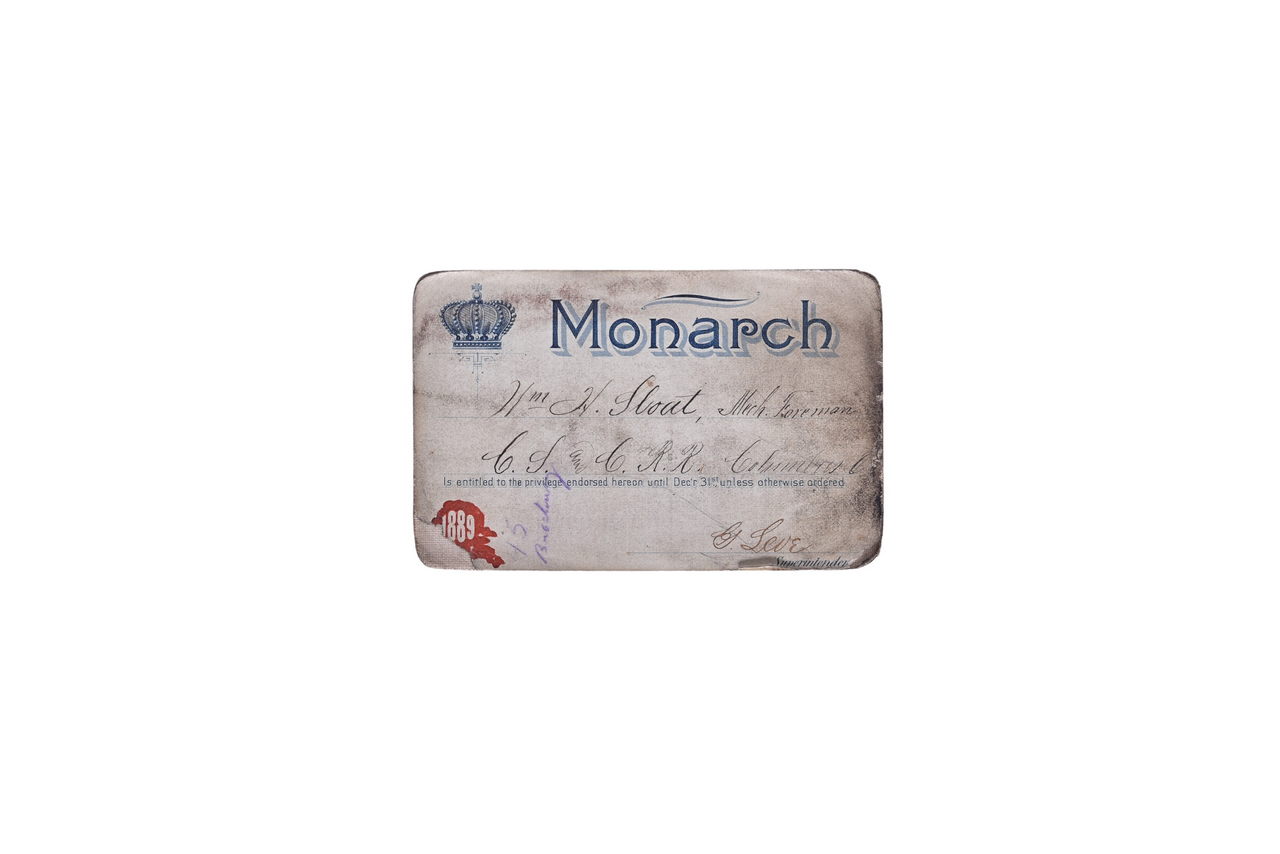 4633 - 1889 Monarch Palace Car Company Railroad Annual Pass thumbnail