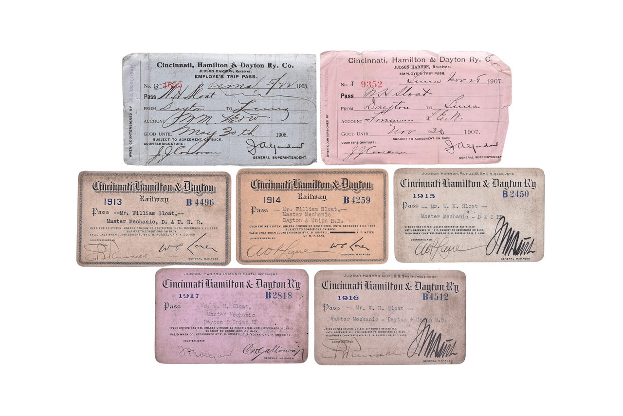 4637 - Seven Cincinnati, Hamilton & Dayton Railroad Annual Passes and Employe's Trip Pass thumbnail