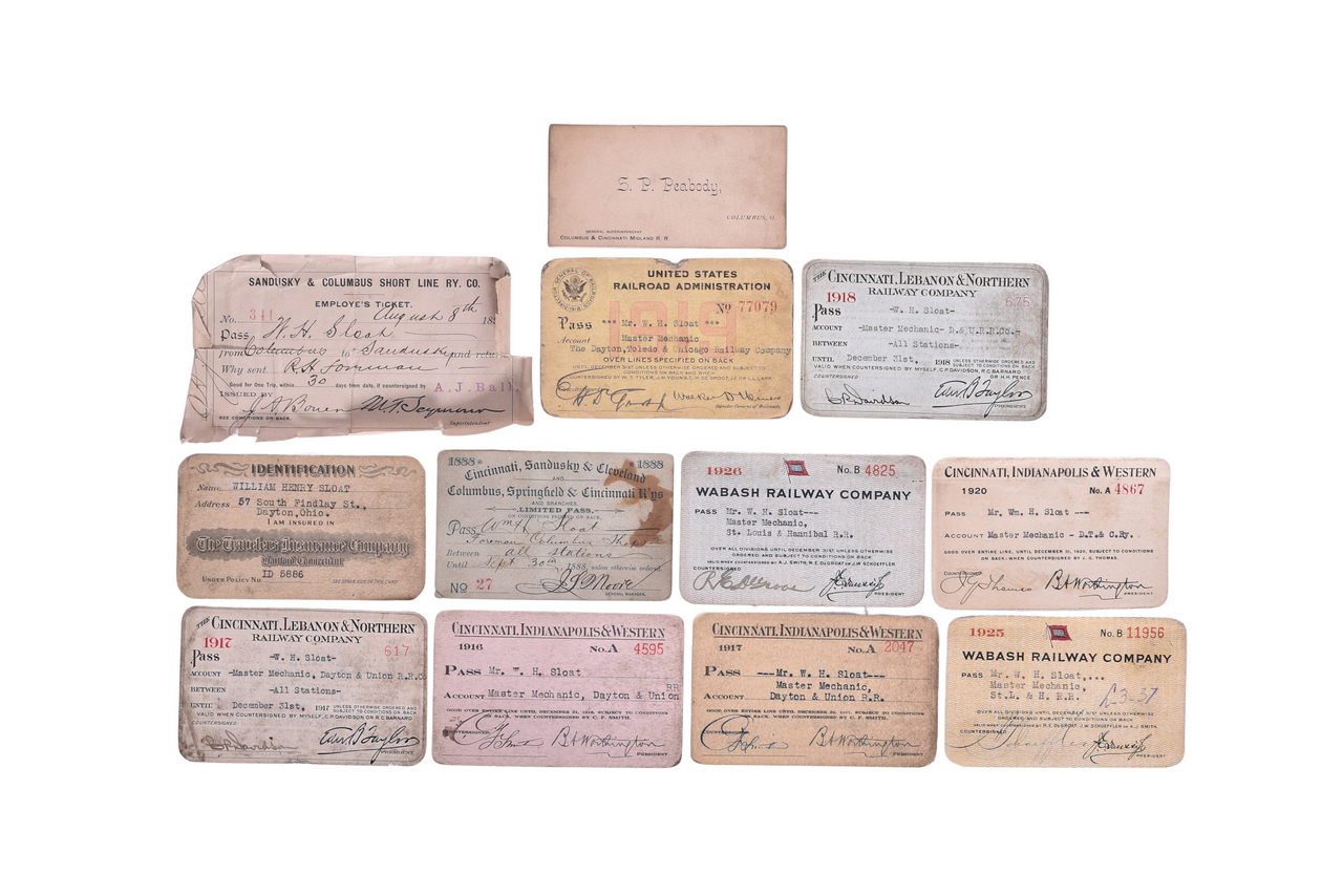 4639 - Eleven Midwest Railroad Annual Passes and Employee Cards - Cincinnati, Sandusky & Cleveland, CL&N, CIWN, and More thumbnail