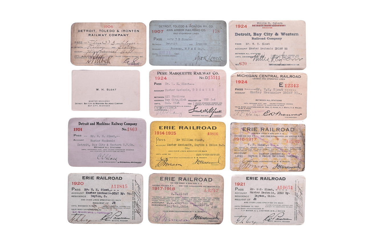 4645 - Eleven Railroad Annual Passes - Detroit, Toledo & Ironton, Detroit & Mackinac, Pere Marquette, Erie, and More thumbnail