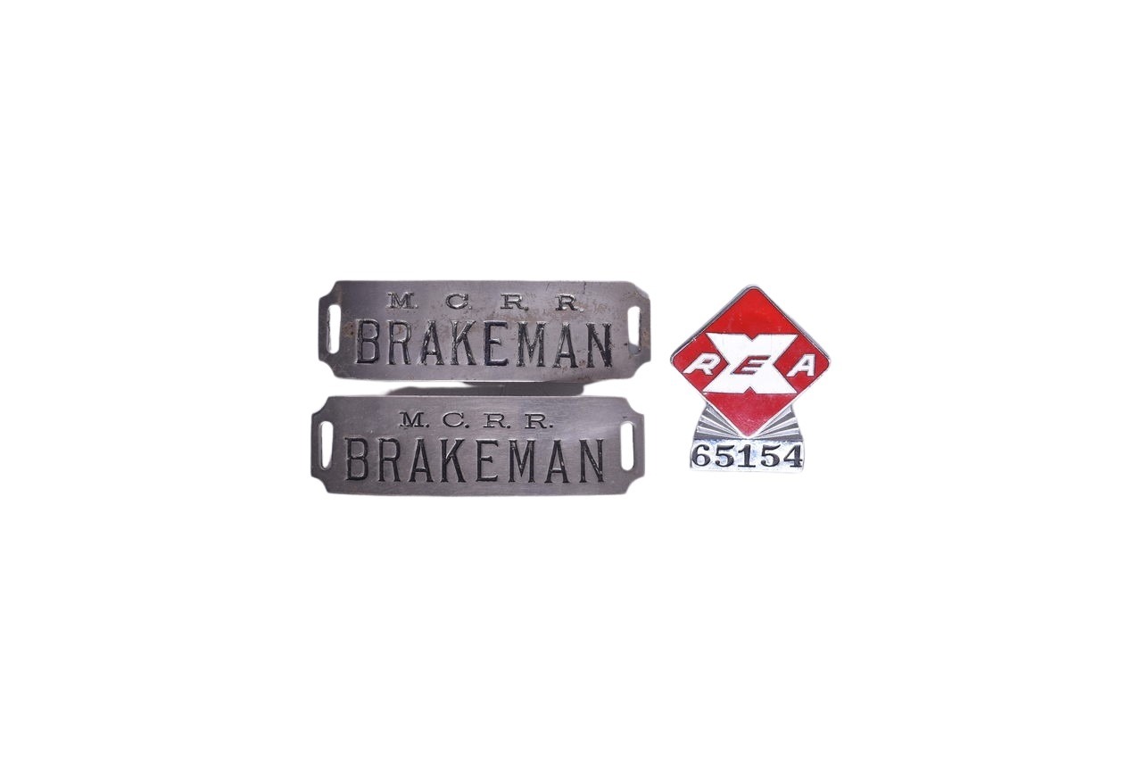 4675 - Three Railroad Cap Badges - Railway Express Agency and Maryland Central Brakeman thumbnail