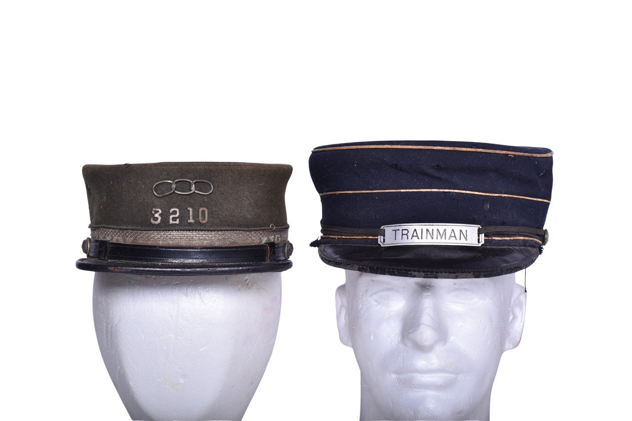 4677 - Pair of Railroad Caps - Pennsylvania Trainman and Pettibone Flat Bill Hat thumbnail