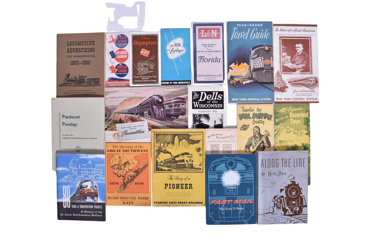 4712 - Group of Eighteen Railroad Travel Guides, History Booklets, Timetables, and Advertisements thumbnail