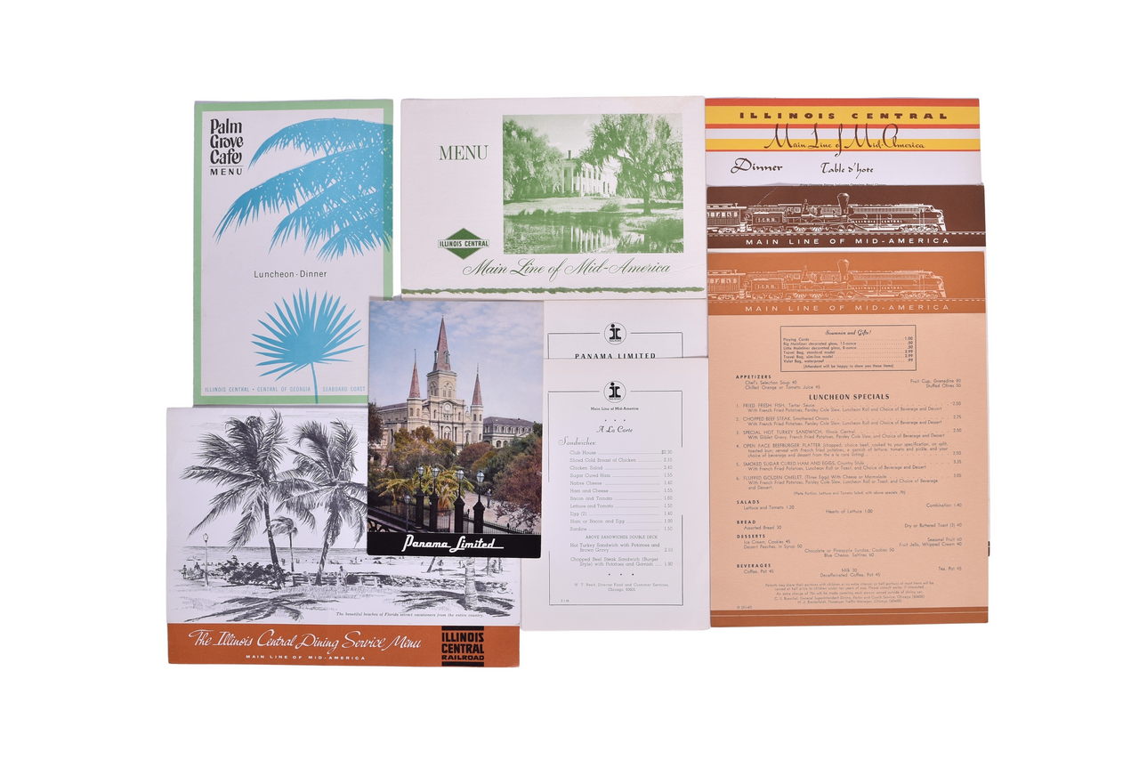 4715 - Eleven Illinois Central Railroad Dining Car Menus - Panama Limited, Palm Grove Cafe, Etc. thumbnail