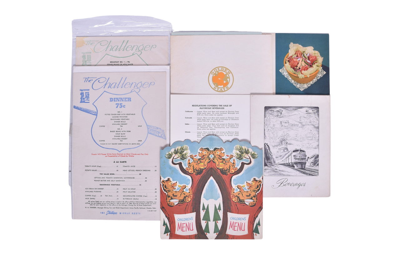 4717 - Nine Union Pacific and Southern Pacific Railroad Menus Including Die-Cut Children's Menu thumbnail