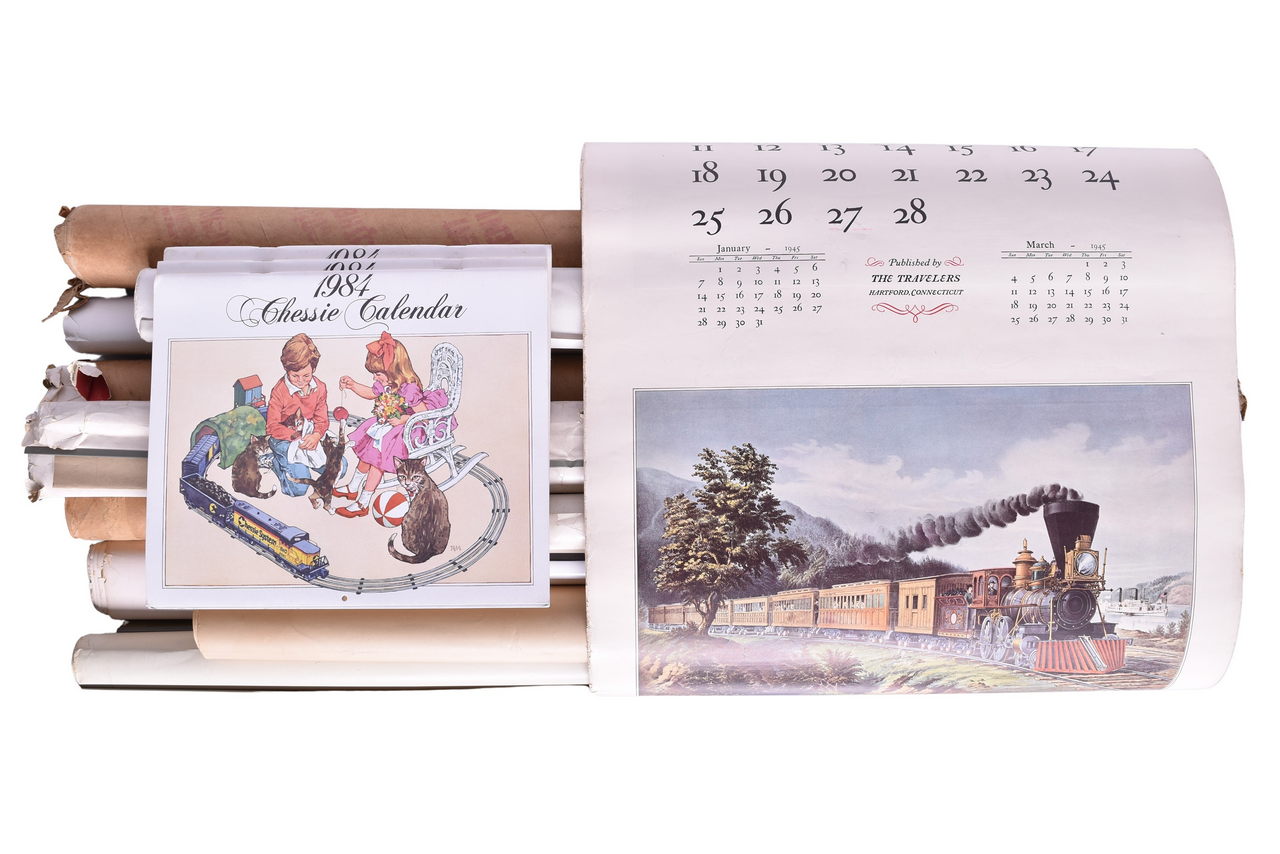 5002 - Seven Pennsylvania Railroad Calendars - 1951, 1955, 1956, 1957, 1958 - Plus Chessie, B&O thumbnail