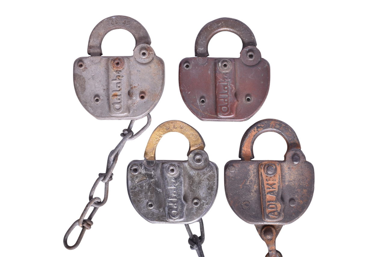 5030 - Four Adlake Railroad Locks - Pennsylvania, Pere Marquette, Delaware Lackawanna thumbnail