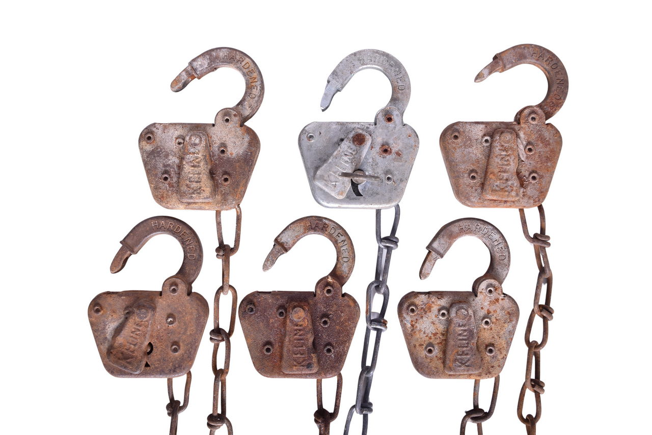 5035 - Six Keline Grand Trunk Western Railroad Steel Locks and Key thumbnail