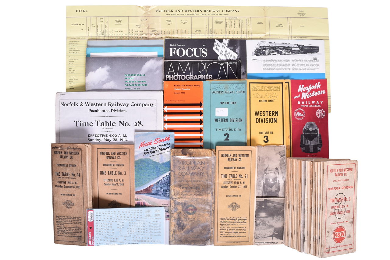5056 - 40+ Pieces of Norfolk and Western, Southern and Virginian Railway Paper - Employee Timetables, etc thumbnail
