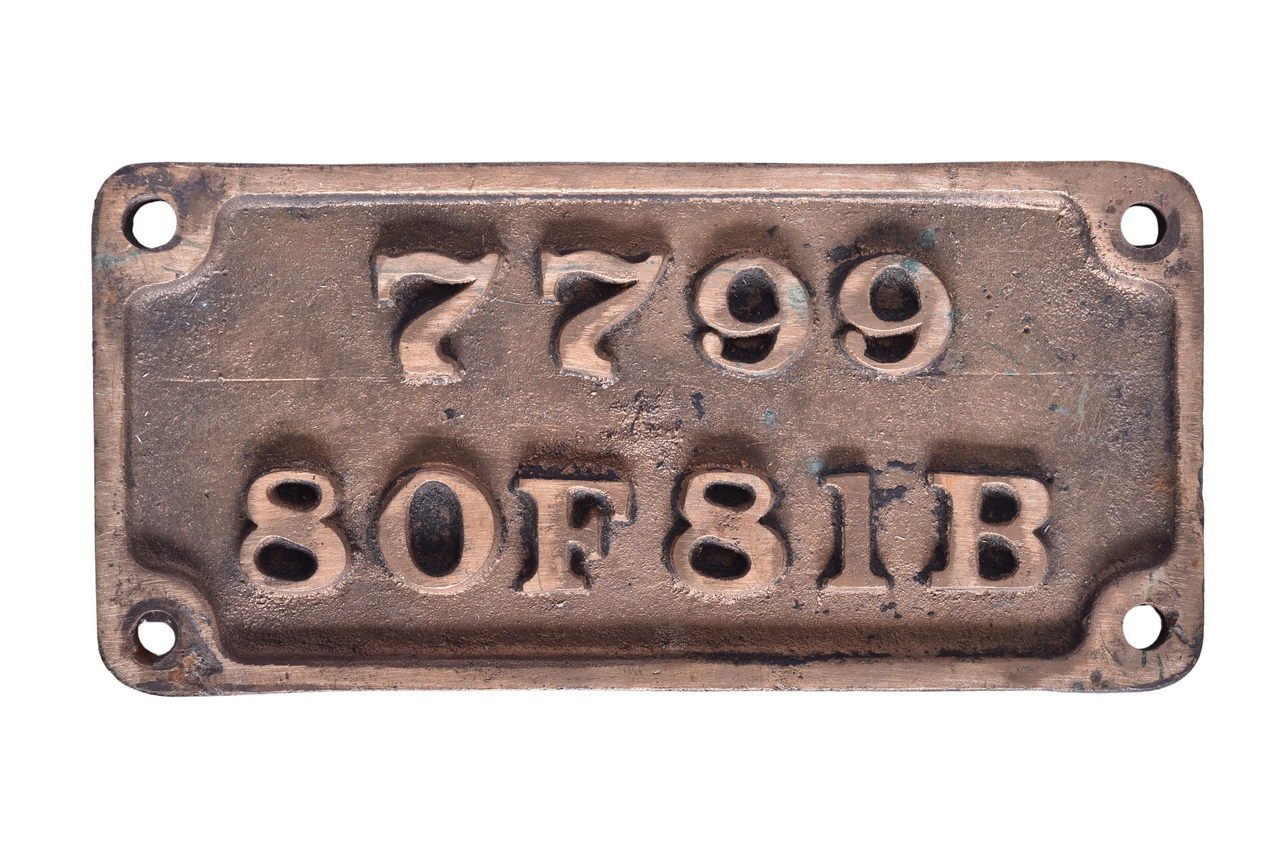 5058 - Cast Brass Passenger? Car Plate #7779 thumbnail