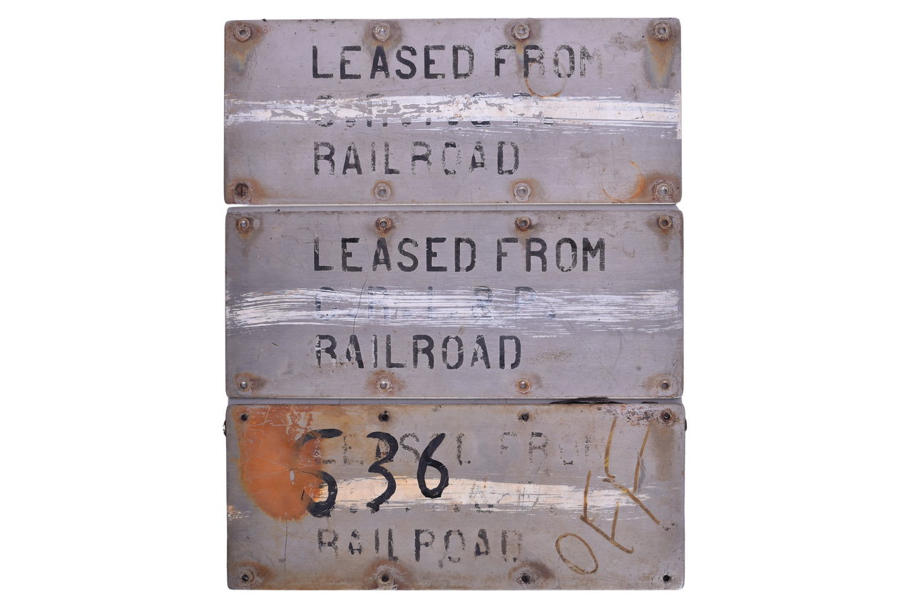 5072 - Three Stainless Steel Rock Island Railroad Lease Plates thumbnail