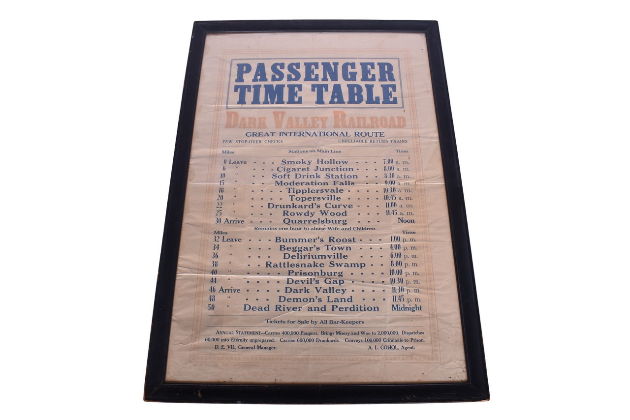 5102 - Prohibition-Era Fake Passenger Time Table For 