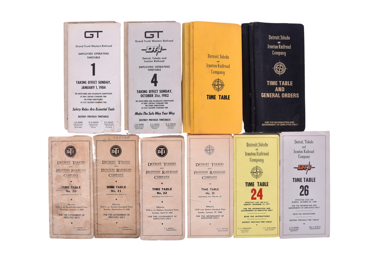 5153 - Twelve Railroad Employee Timetables - Detroit Toledo & Ironton and Grand Trunk Western thumbnail
