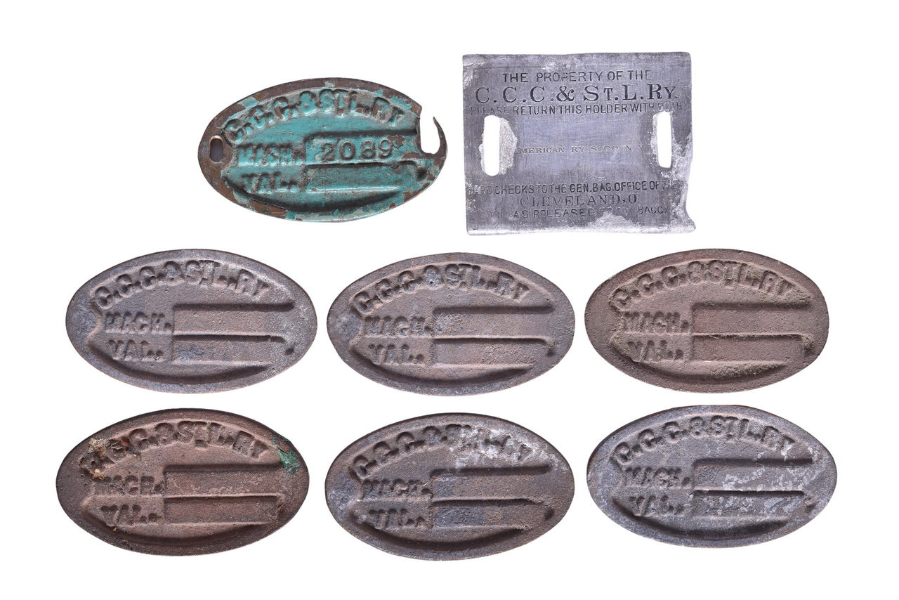 5160 - Big Four Railroad American Railway Supply Baggage Tag and Brass Property Plates thumbnail