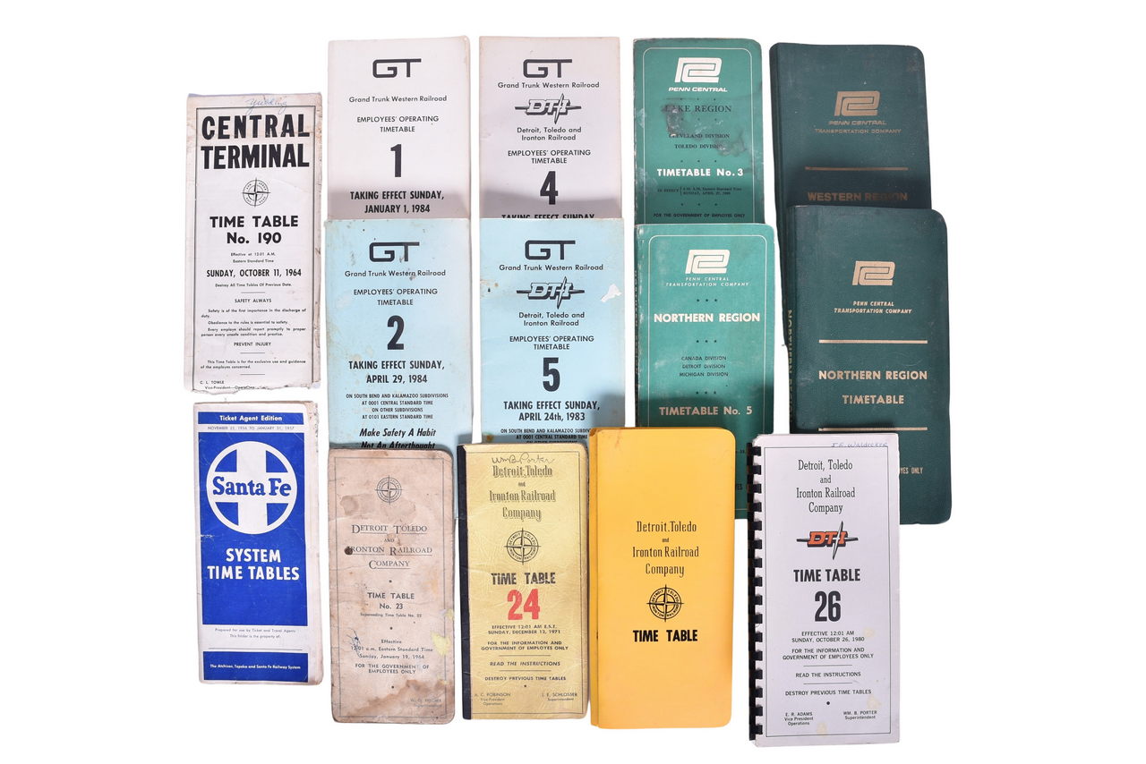 5161 - Fourteen Railroad Employee Timetables - Detroit Toledo & Ironton, Grand Trunk Western, Penn Central, Etc. thumbnail