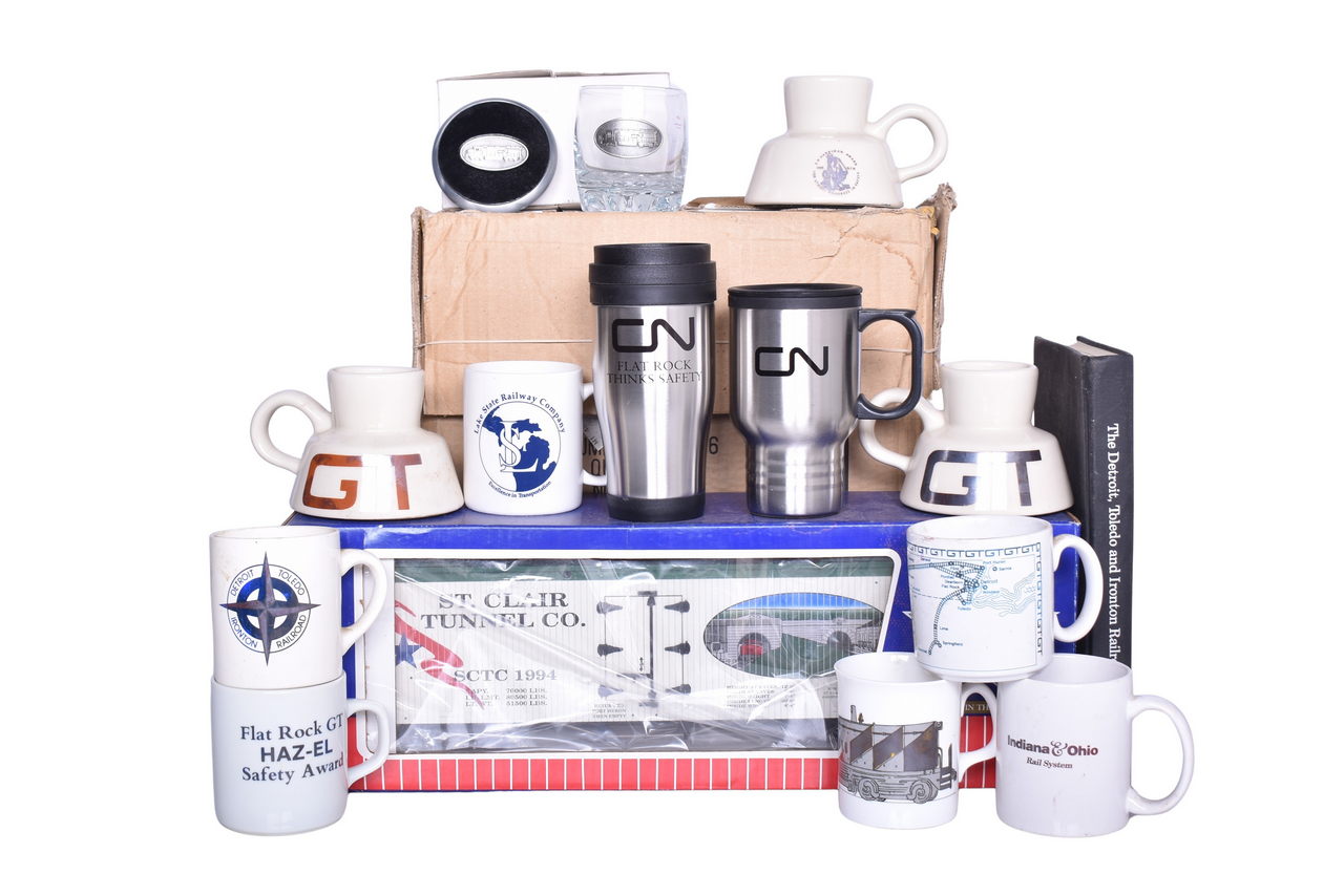 5169 - Collection of Railroad Drinkware, Book, and Model - Detroit Toledo & Ironton, Grand Trunk, Canton, Etc. thumbnail