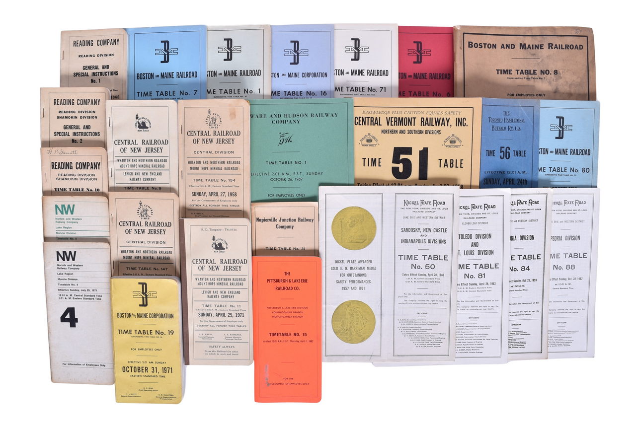 5209 - Twenty-Six Northeast Railroad Employee Timetables - Boston & Maine, Central of New Jersey, Reading, Central Vermont, Etc. thumbnail
