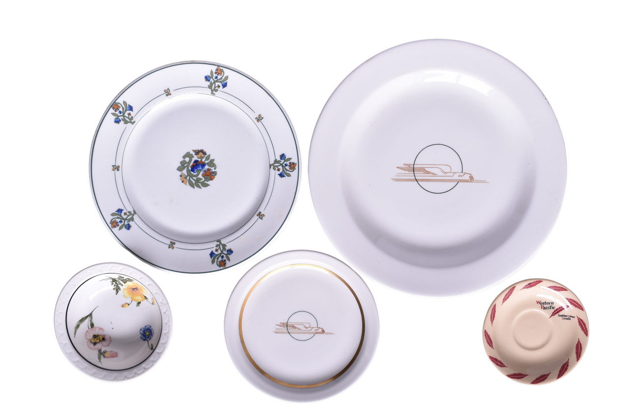 5215 - Five Pieces of Western Railroad China - Missouri Pacific, Western Pacific, Southern Pacific, and Union Pacific thumbnail